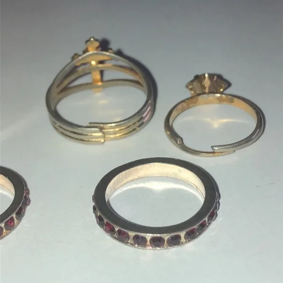 Lot of 5 Vintage Gold Tone & Silver Tone Boho Rings Adjustable & Size 6 & 8 - Picture 5 of 6